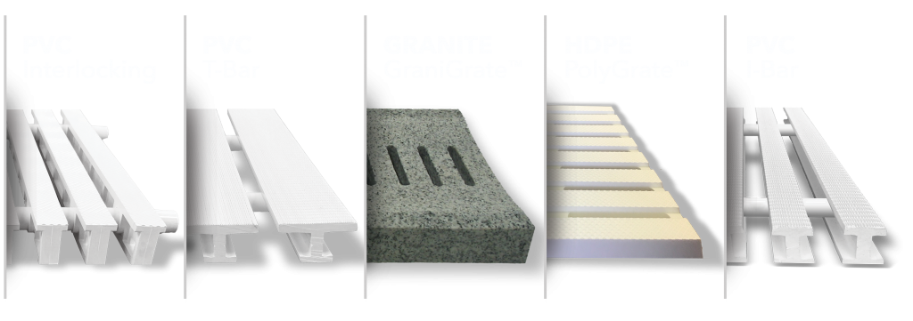 A selection of gutter grating options.