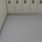 PVC flooring installed in a locker room.